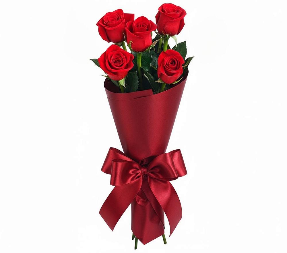 Букет 5 Красных роз Эдлесс Лав в Новое Девяткино