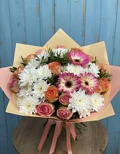 Букет цветов из:  Розы, Герберы и Хризантемы в Новое Девяткино