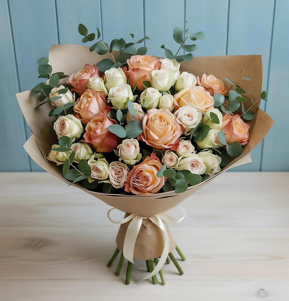 Букет цветов из: Альстромерии и Розы в Новое Девяткино