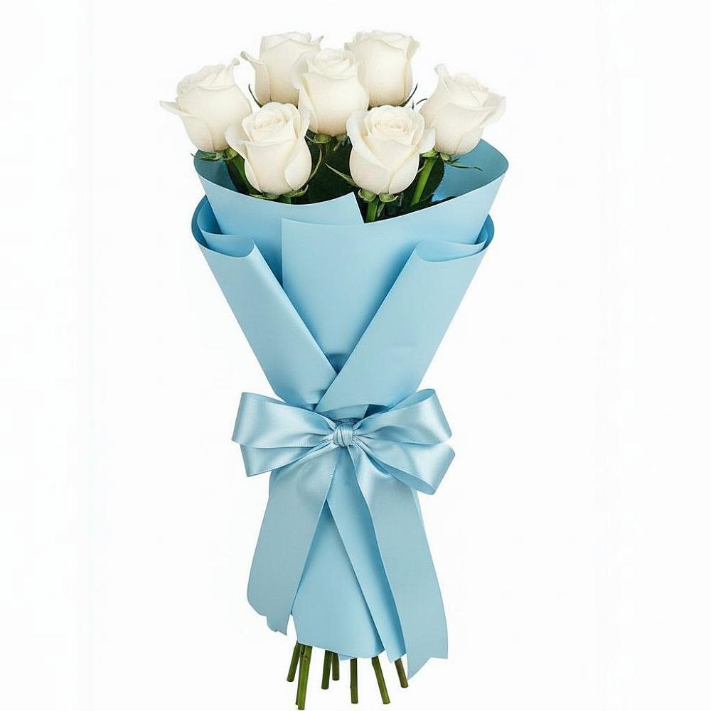 Букет 7 белых роз Проуд в Новое Девяткино