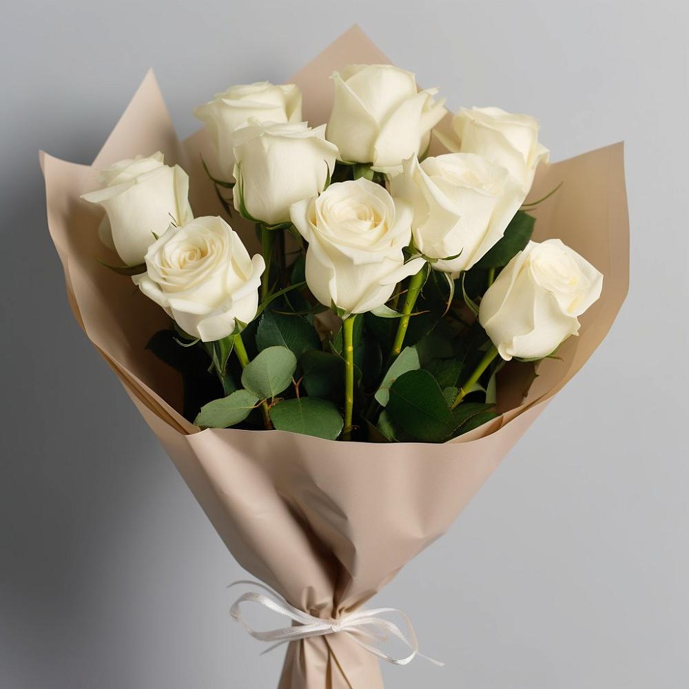 Букет 9 Белых роз Эдлесс Лав в Новое Девяткино