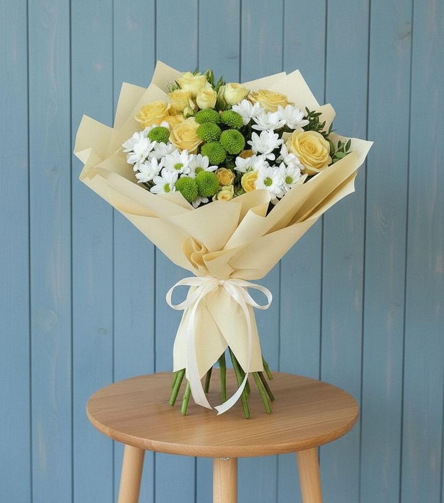 Букет цветов из: Хризантемы и Розы в Новое Девяткино