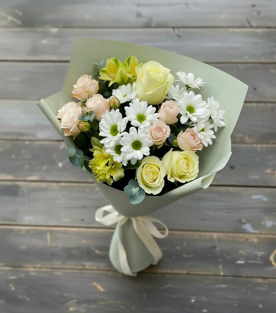 Букет цветов из: Альстромерии, Розы и Хризантемы в Новое Девяткино