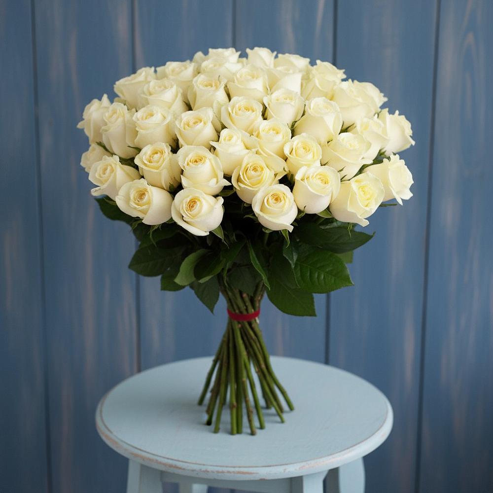 Букет 51 Белая роза Эдлесс Лав в Новое Девяткино