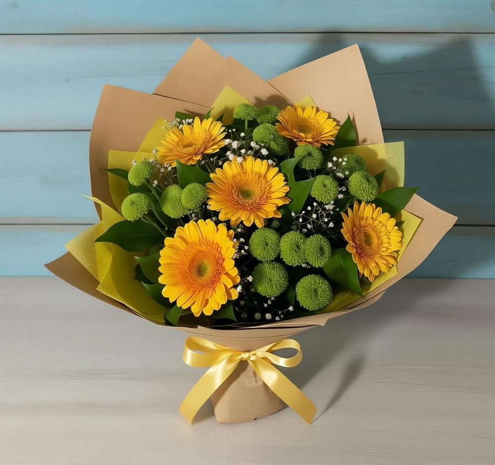 Букет цветов из: Герберы и Хризантемы в Новое Девяткино