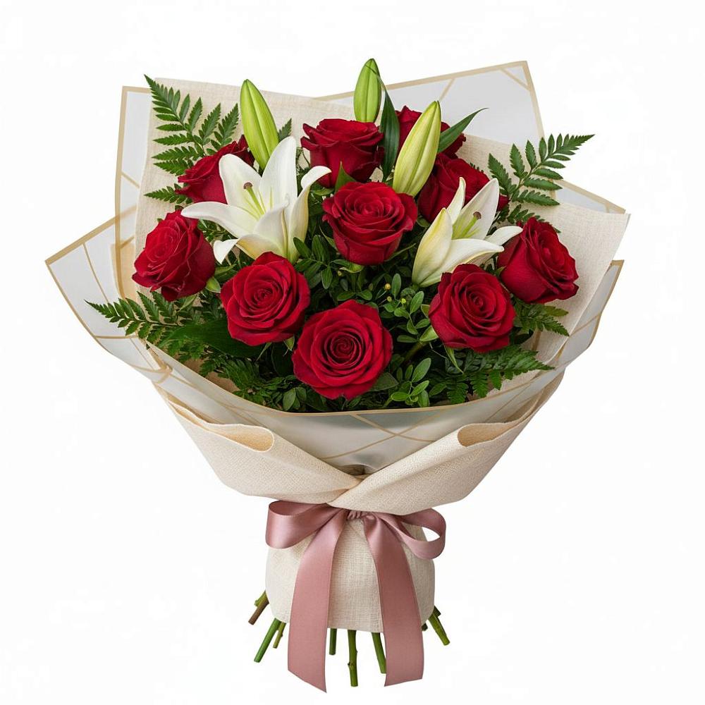 Букет цветов из: Лилии и Розы в Новое Девяткино