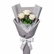 Букет 3 белые розы в Новое Девяткино