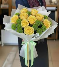 Букет цветов из:  Хризантемы и Розы в Новое Девяткино