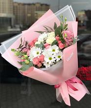 Букет цветов из:  Розы, Лизиантусы и Хризантемы в Новое Девяткино