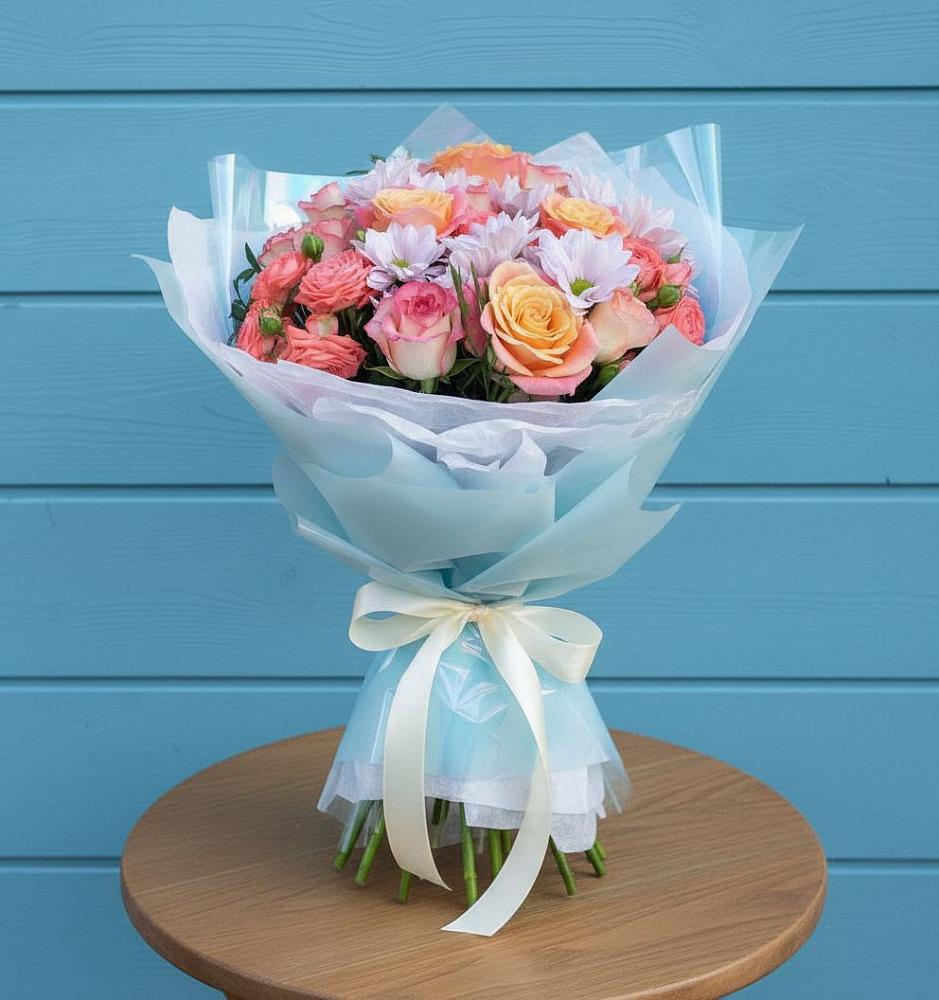 Букет цветов из: Хризантемы и Розы в Новое Девяткино