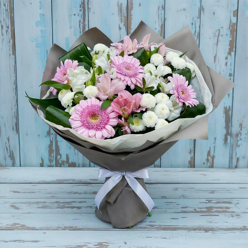 Букет цветов из: Герберы, Альстромерии и Хризантемы в Новое Девяткино