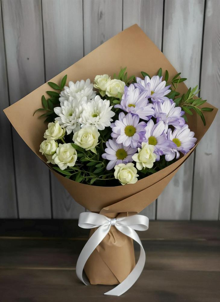 Букет цветов из: Хризантемы и Розы в Новое Девяткино