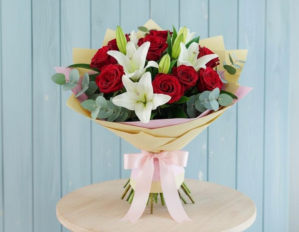 Букет цветов из: Лилии и Розы в Новое Девяткино